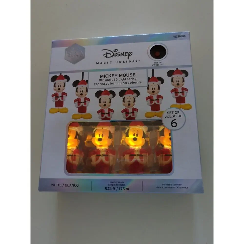2 Sets, New!! DISNEY MAGIC String Lights MICKEY SANTA Blinking LED!! 100 Years!